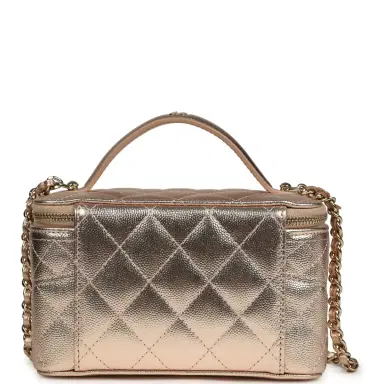 Chanel Chanel Small Top Handle Vanity Case With Chain Metallic Copper Shiny Caviar Light Gold Hardware | Thumbnail 5 Chanel Chanel Small Top Handle Vanity Case With Chain Metallic Copper Shiny Caviar Light Gold Hardware | Thumbnail 5