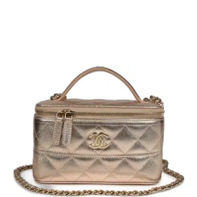 Chanel Chanel Small Top Handle Vanity Case With Chain Metallic Copper Shiny Caviar Light Gold Hardware | Thumbnail 1 Chanel Chanel Small Top Handle Vanity Case With Chain Metallic Copper Shiny Caviar Light Gold Hardware | Thumbnail 1