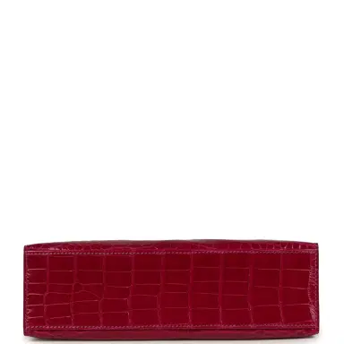 HERMÈS Hermes Kelly Pochette Rose Pourpre Shiny Alligator Mississippiensis Palladium Hardware | Thumbnail 6 HERMÈS Hermes Kelly Pochette Rose Pourpre Shiny Alligator Mississippiensis Palladium Hardware | Thumbnail 6