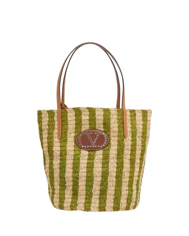 Valentino Garavani Striped Raffia Bucket Bag | Thumbnail 1 Valentino Garavani Striped Raffia Bucket Bag | Thumbnail 1
