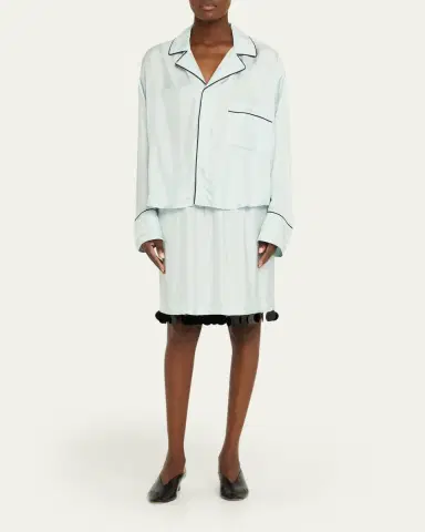 Plan C Long-Sleeve Cotton Twill Pajama Shirt | Thumbnail 2 Plan C Long-Sleeve Cotton Twill Pajama Shirt | Thumbnail 2