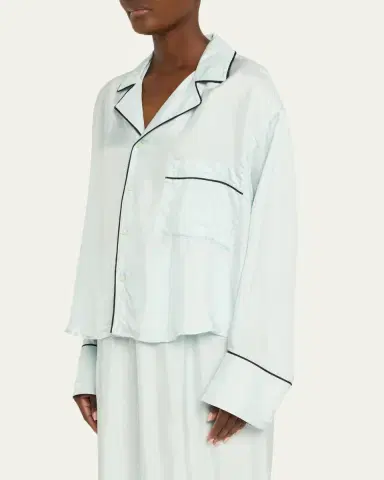 Plan C Long-Sleeve Cotton Twill Pajama Shirt | Thumbnail 4 Plan C Long-Sleeve Cotton Twill Pajama Shirt | Thumbnail 4