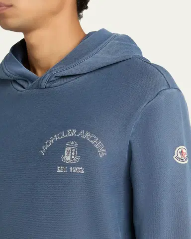 Moncler Men's Rowing Logo Cotton Hoodie | Thumbnail 5 Moncler Men's Rowing Logo Cotton Hoodie | Thumbnail 5