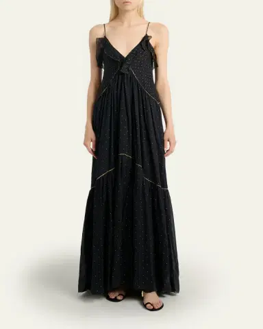 Etoile Isabel Marant Vasma Polka-Dot Cotton Voile Tiered Maxi Dress | Thumbnail 2 Etoile Isabel Marant Vasma Polka-Dot Cotton Voile Tiered Maxi Dress | Thumbnail 2