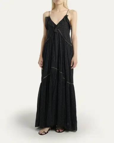 Etoile Isabel Marant Vasma Polka-Dot Cotton Voile Tiered Maxi Dress | Thumbnail 4 Etoile Isabel Marant Vasma Polka-Dot Cotton Voile Tiered Maxi Dress | Thumbnail 4