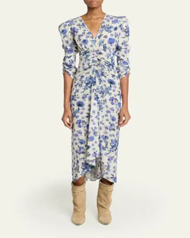 Isabel Marant Albini Long Printed Stretch Silk Dress | Thumbnail 2 Isabel Marant Albini Long Printed Stretch Silk Dress | Thumbnail 2