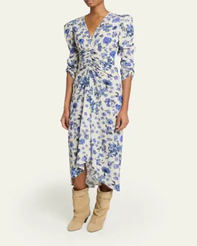 Isabel Marant Albini Long Printed Stretch Silk Dress | Thumbnail 4 Isabel Marant Albini Long Printed Stretch Silk Dress | Thumbnail 4