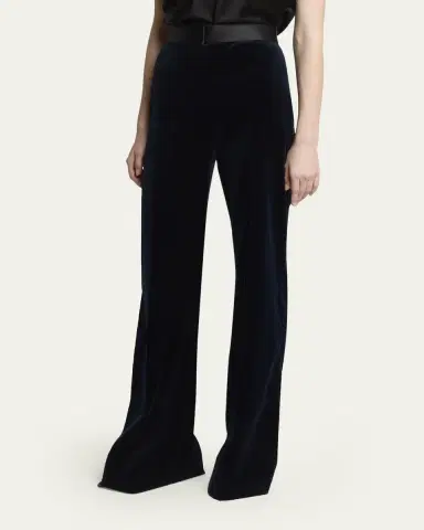 Victoria Beckham Alina Tailored Velvet Flare Trousers | Thumbnail 4 Victoria Beckham Alina Tailored Velvet Flare Trousers | Thumbnail 4