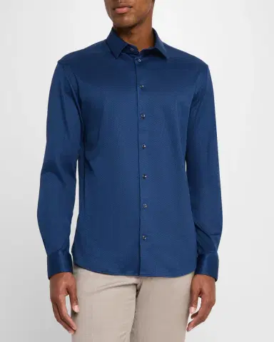 Giorgio Armani Men's Micro-Structure Jersey Sport Shirt | Thumbnail 4 Giorgio Armani Men's Micro-Structure Jersey Sport Shirt | Thumbnail 4