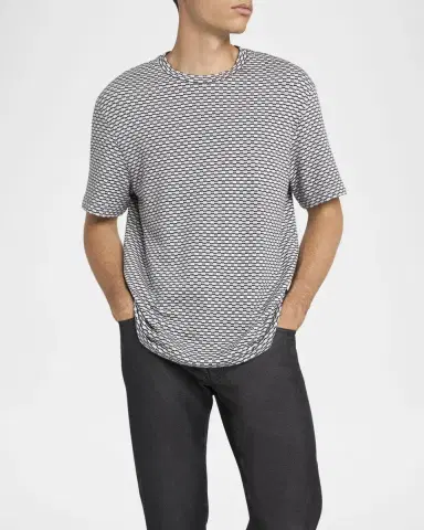 Giorgio Armani Men's Square Jersey Jacquard T-Shirt | Thumbnail 4 Giorgio Armani Men's Square Jersey Jacquard T-Shirt | Thumbnail 4