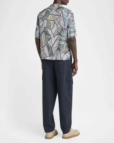 Giorgio Armani Men's Palm-Print Silk Twill Camp Shirt | Thumbnail 3 Giorgio Armani Men's Palm-Print Silk Twill Camp Shirt | Thumbnail 3