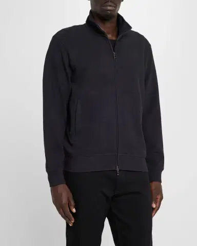 Emporio Armani Men's Textured Cotton Full-Zip Sweater Jacket | Thumbnail 4 Emporio Armani Men's Textured Cotton Full-Zip Sweater Jacket | Thumbnail 4