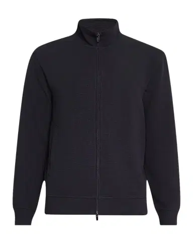 Emporio Armani Men's Textured Cotton Full-Zip Sweater Jacket | Thumbnail 1 Emporio Armani Men's Textured Cotton Full-Zip Sweater Jacket | Thumbnail 1