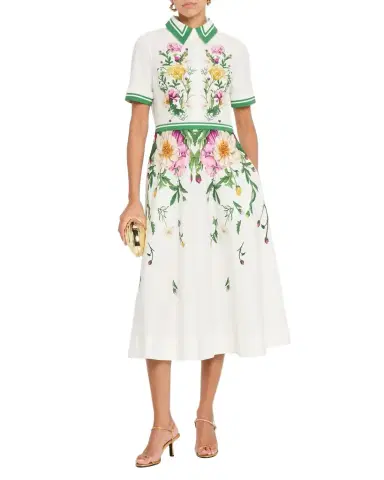 Rickie Freeman for Teri Jon Belted Floral-Print Cotton Midi Shirtdress | Thumbnail 1 Rickie Freeman for Teri Jon Belted Floral-Print Cotton Midi Shirtdress | Thumbnail 1