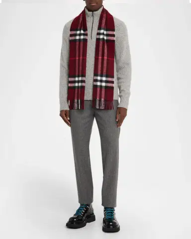 Burberry Men 's Wide Check Cashmere Scarf | Thumbnail 2 Burberry Men 's Wide Check Cashmere Scarf | Thumbnail 2