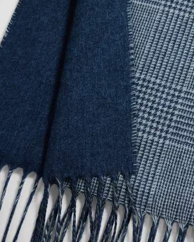 PIACENZA 1733 Men 's Dallas Cashmere and Silk Solid To Houndstooth Scarf | Thumbnail 4 PIACENZA 1733 Men 's Dallas Cashmere and Silk Solid To Houndstooth Scarf | Thumbnail 4