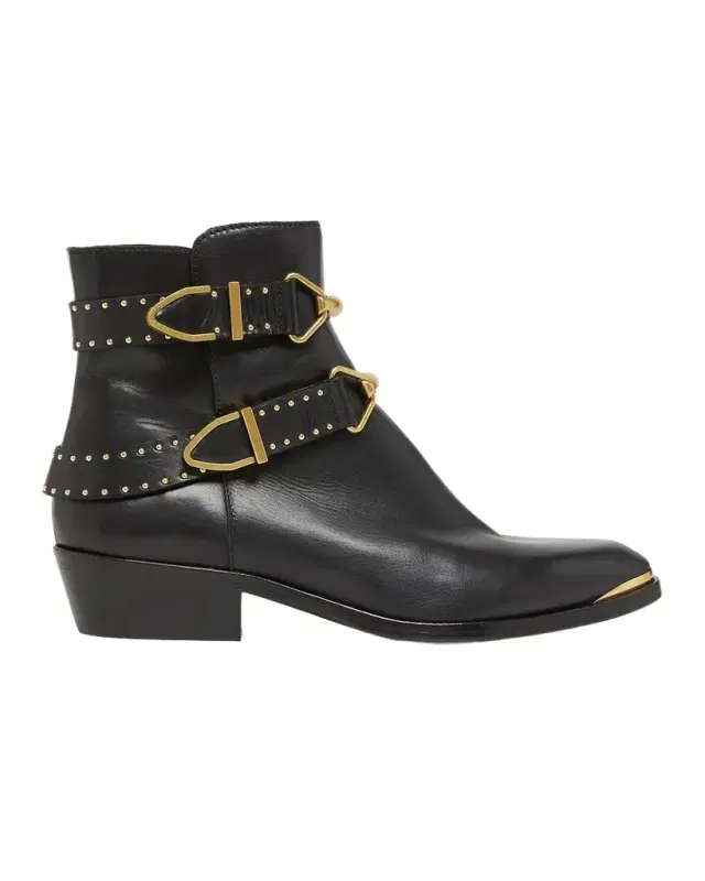 Zalya Studded Leather Buckle Ankle Boots Zalya Studded Leather Buckle Ankle Boots