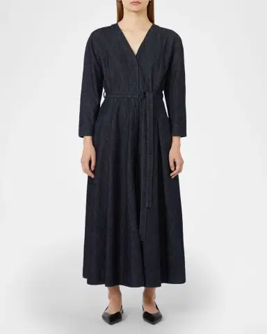 Max Mara Belted Cotton Denim Midi Dress | Thumbnail 2 Max Mara Belted Cotton Denim Midi Dress | Thumbnail 2