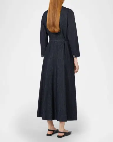 Max Mara Belted Cotton Denim Midi Dress | Thumbnail 3 Max Mara Belted Cotton Denim Midi Dress | Thumbnail 3