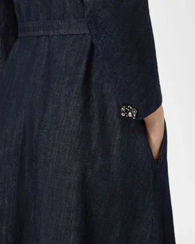 Max Mara Belted Cotton Denim Midi Dress | Thumbnail 5 Max Mara Belted Cotton Denim Midi Dress | Thumbnail 5