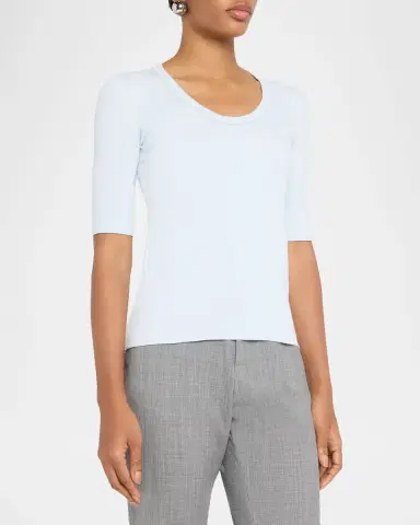 Fabiana Filippi Shimmer-Trim Ribbed Jersey T-Shirt | Thumbnail 4 Fabiana Filippi Shimmer-Trim Ribbed Jersey T-Shirt | Thumbnail 4