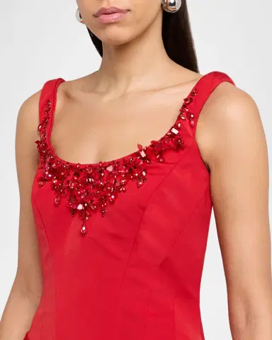 Pamella Roland Crystal Sleeveless Faille Gown | Thumbnail 5 Pamella Roland Crystal Sleeveless Faille Gown | Thumbnail 5