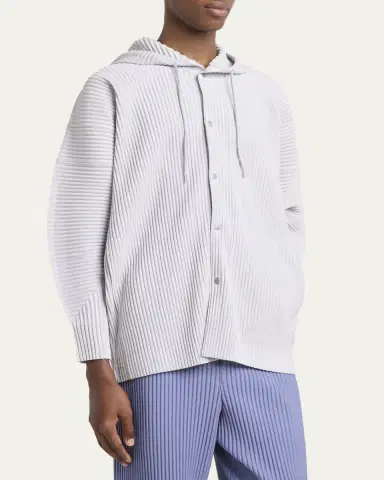 Homme Plissé Issey Miyake Men's Monthly Colors Pleated Snap-Front Hoodie | Thumbnail 4 Homme Plissé Issey Miyake Men's Monthly Colors Pleated Snap-Front Hoodie | Thumbnail 4