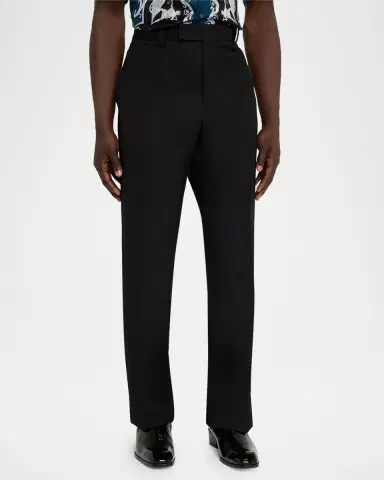 Versace Men's Wool Straight Leg Flat-Front Trousers | Thumbnail 8 Versace Men's Wool Straight Leg Flat-Front Trousers | Thumbnail 8