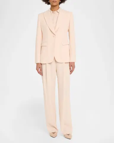 Emporio Armani Pleated Straight-Leg Gabardine Trousers | Thumbnail 2 Emporio Armani Pleated Straight-Leg Gabardine Trousers | Thumbnail 2