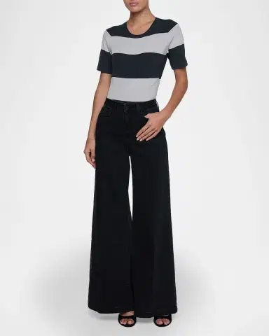L'Agence Rosemond Striped Crewneck Bodysuit | Thumbnail 2 L'Agence Rosemond Striped Crewneck Bodysuit | Thumbnail 2