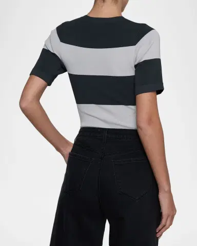 L'Agence Rosemond Striped Crewneck Bodysuit | Thumbnail 3 L'Agence Rosemond Striped Crewneck Bodysuit | Thumbnail 3