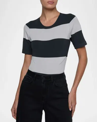 L'Agence Rosemond Striped Crewneck Bodysuit | Thumbnail 4 L'Agence Rosemond Striped Crewneck Bodysuit | Thumbnail 4