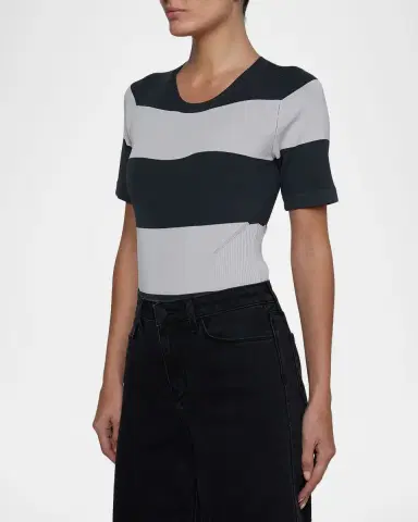 L'Agence Rosemond Striped Crewneck Bodysuit | Thumbnail 5 L'Agence Rosemond Striped Crewneck Bodysuit | Thumbnail 5