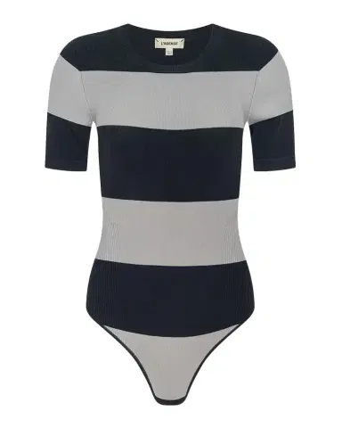 L'Agence Rosemond Striped Crewneck Bodysuit | Thumbnail 1 L'Agence Rosemond Striped Crewneck Bodysuit | Thumbnail 1