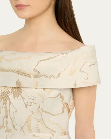 Rickie Freeman for Teri Jon Off-Shoulder Metallic Floral Jacquard Gown | Thumbnail 5 Rickie Freeman for Teri Jon Off-Shoulder Metallic Floral Jacquard Gown | Thumbnail 5
