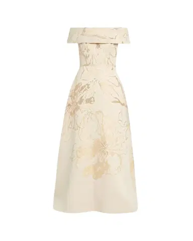 Rickie Freeman for Teri Jon Off-Shoulder Metallic Floral Jacquard Gown | Thumbnail 1 Rickie Freeman for Teri Jon Off-Shoulder Metallic Floral Jacquard Gown | Thumbnail 1