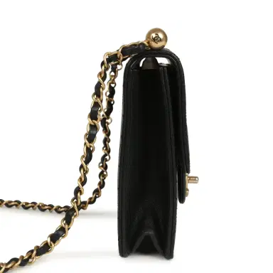 Chanel Pre-owned Chanel Chic Pearls Flap Bag Black Calfskin Brushed Gold Hardware | Thumbnail 3 Chanel Pre-owned Chanel Chic Pearls Flap Bag Black Calfskin Brushed Gold Hardware | Thumbnail 3