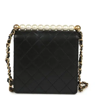Chanel Pre-owned Chanel Chic Pearls Flap Bag Black Calfskin Brushed Gold Hardware | Thumbnail 4 Chanel Pre-owned Chanel Chic Pearls Flap Bag Black Calfskin Brushed Gold Hardware | Thumbnail 4