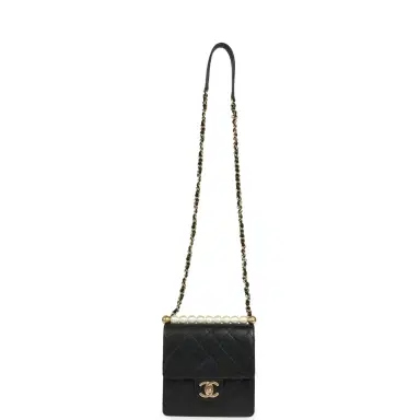 Chanel Pre-owned Chanel Chic Pearls Flap Bag Black Calfskin Brushed Gold Hardware | Thumbnail 7 Chanel Pre-owned Chanel Chic Pearls Flap Bag Black Calfskin Brushed Gold Hardware | Thumbnail 7