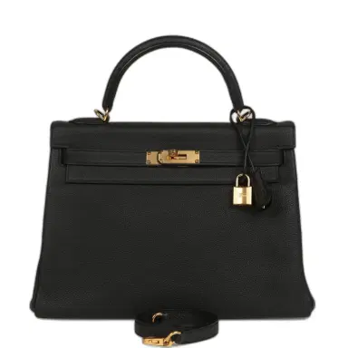 HERMÈS Pre-owned Hermes Kelly Retourne 32 Black Togo Gold Hardware | Thumbnail 1 HERMÈS Pre-owned Hermes Kelly Retourne 32 Black Togo Gold Hardware | Thumbnail 1