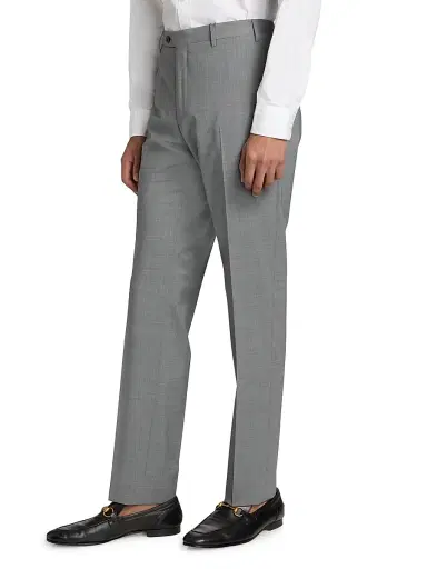 CORNELIANI Men's Stretch-Wool Straight-Leg Pants - Light Grey - Size 40 | Thumbnail 4 CORNELIANI Men's Stretch-Wool Straight-Leg Pants - Light Grey - Size 40 | Thumbnail 4