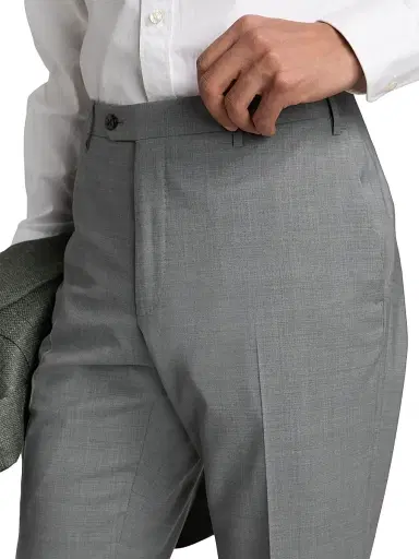 CORNELIANI Men's Stretch-Wool Straight-Leg Pants - Light Grey - Size 40 | Thumbnail 6 CORNELIANI Men's Stretch-Wool Straight-Leg Pants - Light Grey - Size 40 | Thumbnail 6