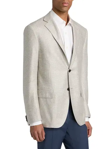 CORNELIANI Men's Houndstooth Silk Sport Jacket - Natural Blue Mini - Size 46 | Thumbnail 4 CORNELIANI Men's Houndstooth Silk Sport Jacket - Natural Blue Mini - Size 46 | Thumbnail 4