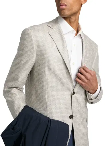 CORNELIANI Men's Houndstooth Silk Sport Jacket - Natural Blue Mini - Size 46 | Thumbnail 6 CORNELIANI Men's Houndstooth Silk Sport Jacket - Natural Blue Mini - Size 46 | Thumbnail 6