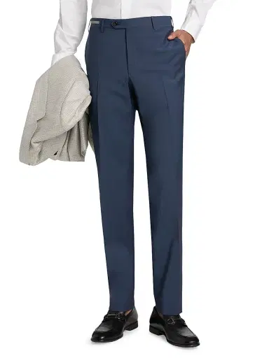 CORNELIANI Men's Stretch-Wool Straight-Leg Pants - Light Blue - Size 40 | Thumbnail 3 CORNELIANI Men's Stretch-Wool Straight-Leg Pants - Light Blue - Size 40 | Thumbnail 3