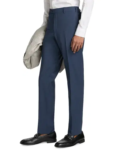 CORNELIANI Men's Stretch-Wool Straight-Leg Pants - Light Blue - Size 40 | Thumbnail 4 CORNELIANI Men's Stretch-Wool Straight-Leg Pants - Light Blue - Size 40 | Thumbnail 4