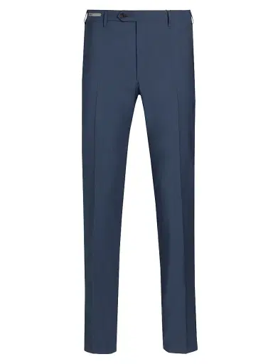 CORNELIANI Men's Stretch-Wool Straight-Leg Pants - Light Blue - Size 40 | Thumbnail 1 CORNELIANI Men's Stretch-Wool Straight-Leg Pants - Light Blue - Size 40 | Thumbnail 1