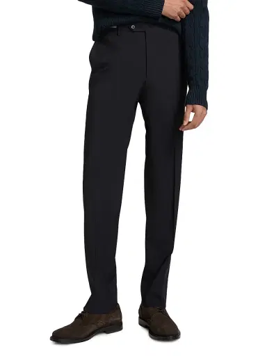 CORNELIANI Men's Stretch-Wool Straight-Leg Pants - Navy - Size 40 | Thumbnail 3 CORNELIANI Men's Stretch-Wool Straight-Leg Pants - Navy - Size 40 | Thumbnail 3
