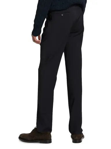 CORNELIANI Men's Stretch-Wool Straight-Leg Pants - Navy - Size 40 | Thumbnail 5 CORNELIANI Men's Stretch-Wool Straight-Leg Pants - Navy - Size 40 | Thumbnail 5