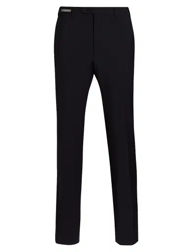 CORNELIANI Men's Stretch-Wool Straight-Leg Pants - Navy - Size 40 | Thumbnail 1 CORNELIANI Men's Stretch-Wool Straight-Leg Pants - Navy - Size 40 | Thumbnail 1